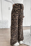 Bearsland Women's Leopard-Print Maternity Pants with Adjustable Waistband