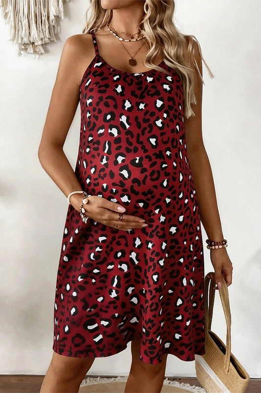 Bearsland Women's Strapless Leopard-Print Maternity Dress