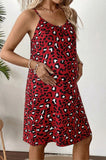 Bearsland Women's Strapless Leopard-Print Maternity Dress