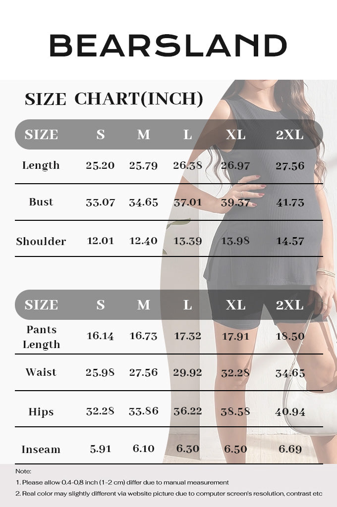 Bearsland Sleeveless Ribbed Maternity Shorts Set