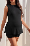 Bearsland Sleeveless Ribbed Maternity Shorts Set