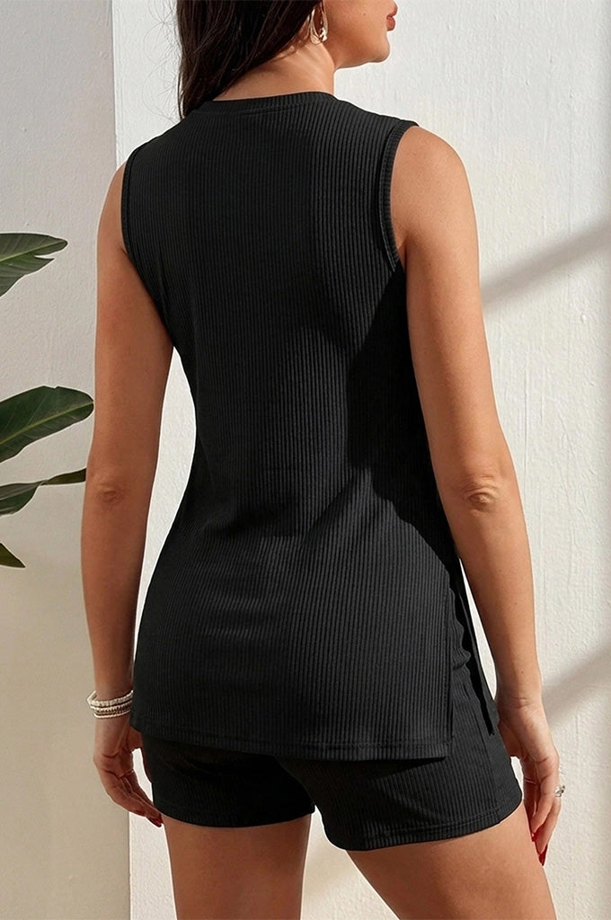 Bearsland Sleeveless Ribbed Maternity Shorts Set