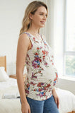 Bearsland Women's Summer Sleeveless Maternity Tank Top with Side Pleats