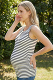 Bearsland Women's Summer Sleeveless Maternity Tank Top with Side Pleats