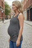 Bearsland Women's Summer Sleeveless Maternity Tank Top with Side Pleats
