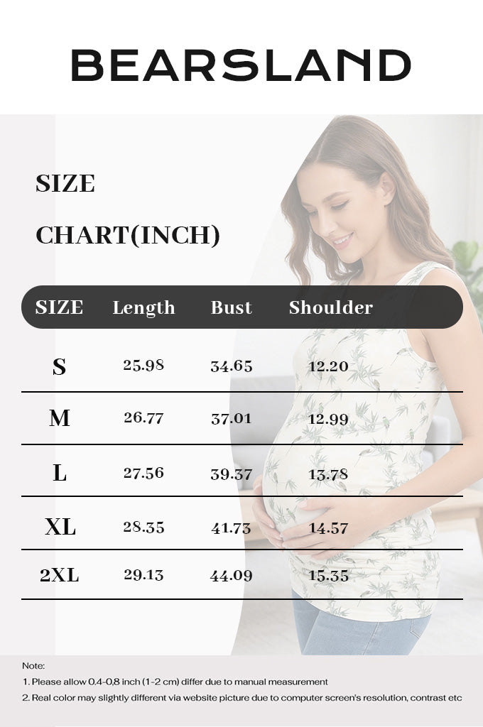 Bearsland Women's Summer Sleeveless Maternity Tank Top with Side Pleats