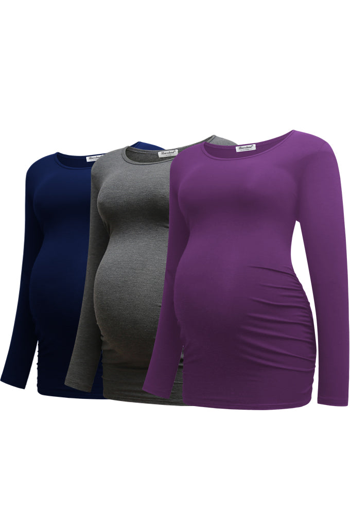 Bearsland Womens Maternity Long Sleeve Tshirt 3 Packs