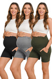 Beaisland Women's Maternity Shorts with Pocket 3-Pack