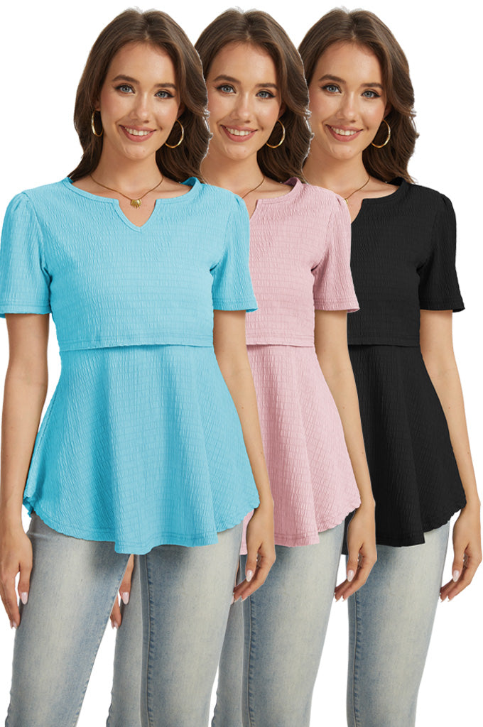 Bearsland 3-pack Short Sleeve V-Neck Nursing Shirt