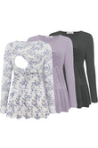 Bearsland Women’s Nursing Top 3pack Long Sleeve Scoop Neck Breastfeeding Shirts