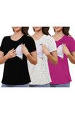 Beaisland Maternity Shirts Short Sleeve Nursing Tops, 3-Pack