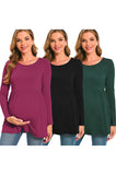 BEARSLAND Round Neck Long Sleeve Maternity Top